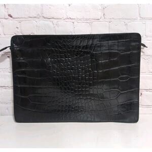 VAGABOND SHOEMAKERS Black Croc Embossed Leather Clutch Pouch Attache EUC